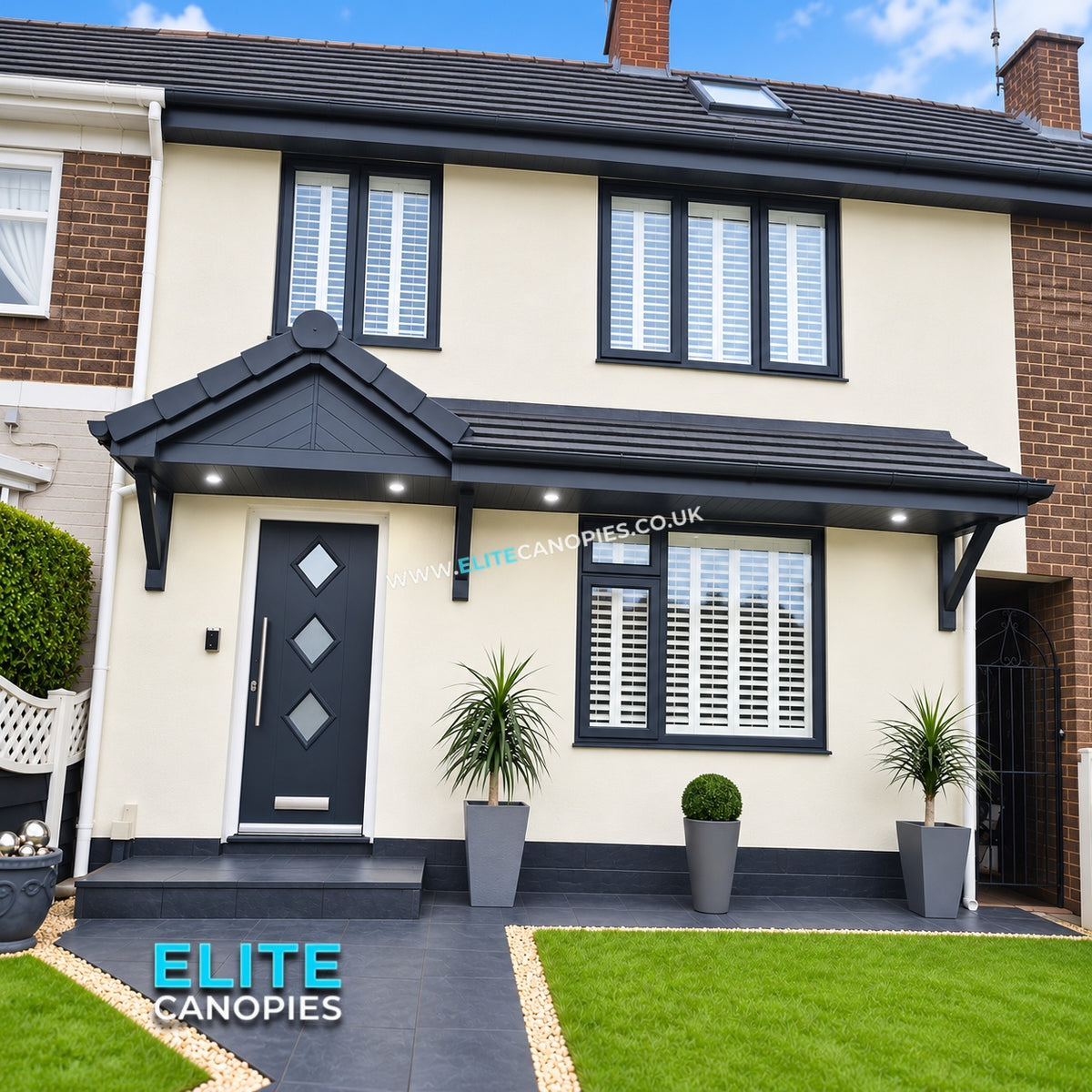 Step-backed Pitched Window & Door Canopy